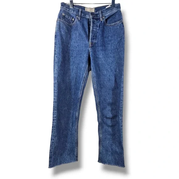 EUC Everlane The Cheeky Mid-Rise Cotton Raw Hem Jeans Sz. 25x26 Washed Midnight - Picture 2 of 11